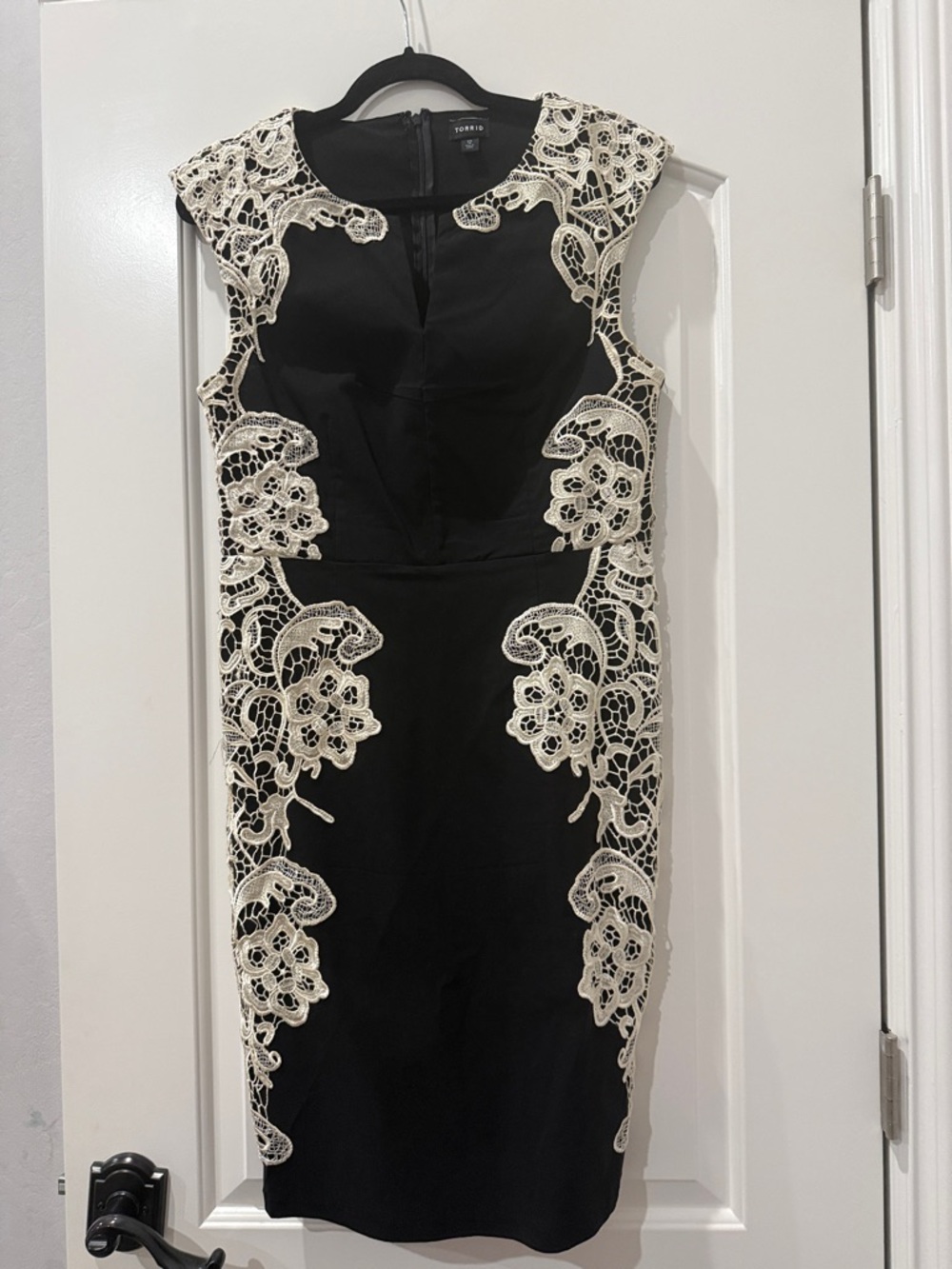 torrid Black Midi Dress with Ivory Lace Appliqué
